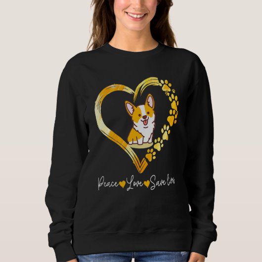 Niedlicher Funny Corgi mit Herz Rette Sweatshirt (Vorderseite)