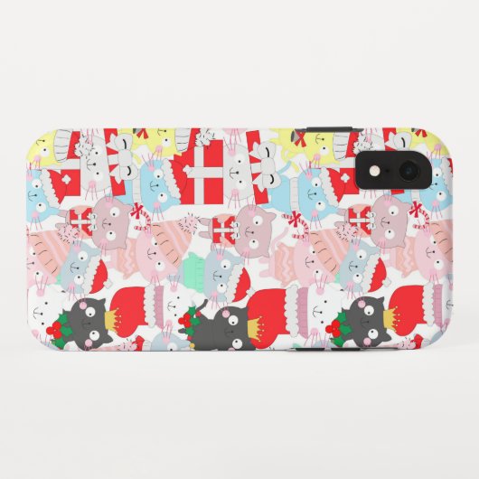 Niedlicher Funny Festive Cat Cartoon Case-Mate iPhone Hülle (Rückseite (Horizontal))