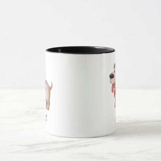 Niedlicher Funny French Hund Personalisierter Name Tasse (Zentrum)