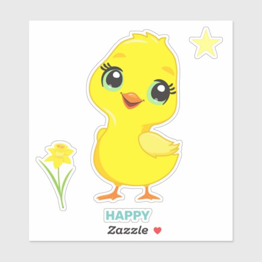 Niedlicher Funny Happy Chick Sticker (Blatt)