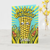 Niedlicher Funny Maize Happy Birthday Karte (Gelbe Blume)
