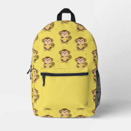 Niedlicher Funny Monkey mit Bananenmuster Bedruckter Rucksack