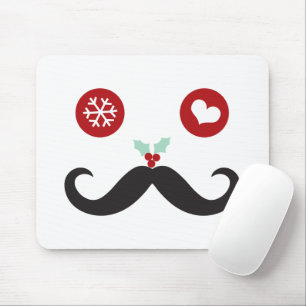 Niedlicher Funny Mustache Alberne Gesicht Snowflak Mousepad