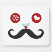 Niedlicher Funny Mustache Alberne Gesicht Snowflak Mousepad (Vorne)