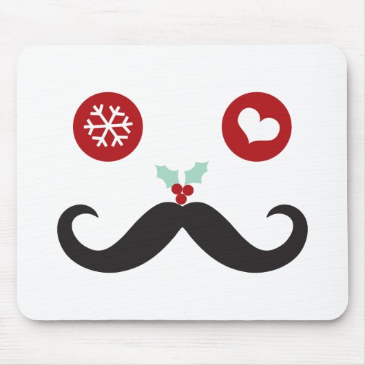 Niedlicher Funny Mustache Alberne Gesicht Snowflak Mousepad (Vorne)