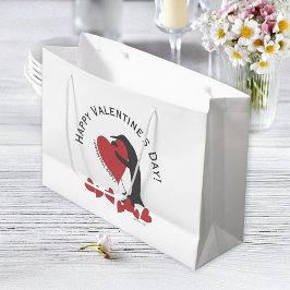 Niedlicher Funny Pinguin Heart Valentine's Day Große Geschenktüte