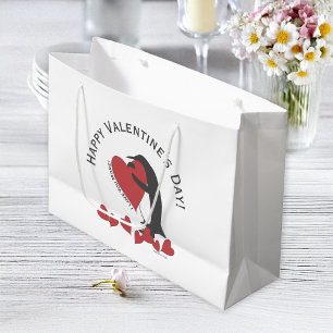 Niedlicher Funny Pinguin Heart Valentine's Day Große Geschenktüte