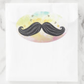 Niedlicher Funny Schnurrbart farbiger Hintergrund  Ovaler Aufkleber (Tasche)