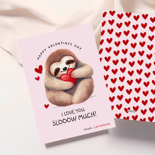 Niedlicher Funny Sloth Kids Valentinstag Feiertagskarte