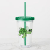 Niedlicher Funny Tortoise Lover Zitat Grüner Text Acryltrinkbecher (Vorderseite)