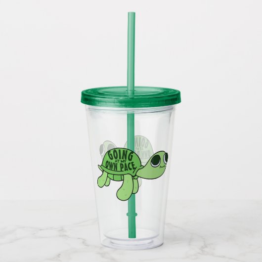 Niedlicher Funny Tortoise Lover Zitat Grüner Text Acryltrinkbecher (Vorderseite)