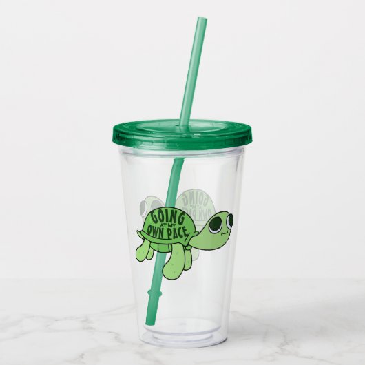 Niedlicher Funny Tortoise Lover Zitat Grüner Text Acryltrinkbecher (Rückseite)