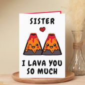 Niedlicher Funny Volcano Lava Sister Happy Birthda Dankeskarte