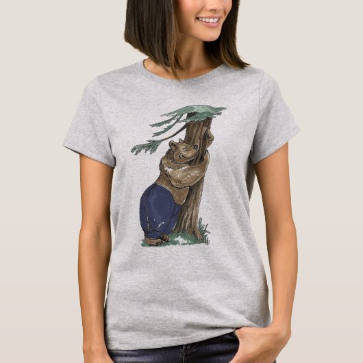 Niedlicher Funny Whimsical Tree umarmender Bär im  T-Shirt (Vorderseite)
