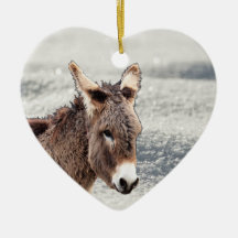 Niedlicher Furry-Donkey im Schnee Keramik Baum Dek