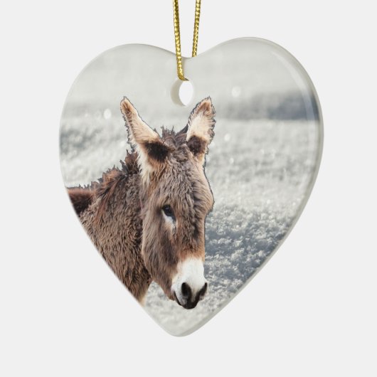 Niedlicher Furry-Donkey im Schnee Keramik Baum Dek Keramik Ornament (Links)