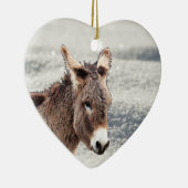 Niedlicher Furry-Donkey im Schnee Keramik Baum Dek Ornament (Rechts)