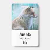 Niedlicher Furry Fox auf Blue Grunge Hintergrund Ausweis (Rückseite)