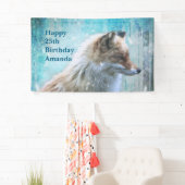 Niedlicher Furry Fox auf Blue Grunge Hintergrund G Banner (Insitu)