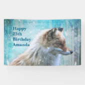 Niedlicher Furry Fox auf Blue Grunge Hintergrund G Banner (Horizontal)