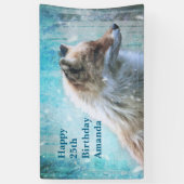 Niedlicher Furry Fox auf Blue Grunge Hintergrund G Banner (Vertikal)