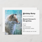 Niedlicher Furry Fox auf Blue Grunge Hintergrund G Einladung (Vorne/Hinten)