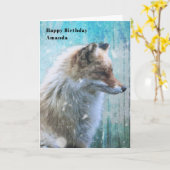 Niedlicher Furry Fox auf Blue Grunge Hintergrund G Karte (Gelbe Blume)