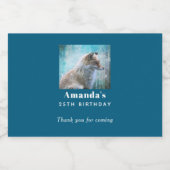 Niedlicher Furry Fox auf Blue Grunge Hintergrund G Schaumweinetikett (Einzelnes Label)