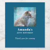 Niedlicher Furry Fox auf Blue Grunge Hintergrund G Weinetikett (Einzelnes Label)