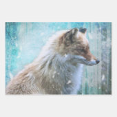 Niedlicher Furry Fox auf Blue Grunge Hintergrund Geschenkpapier Set (Vorderseite 3)