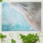 Niedlicher Furry Fox auf Blue Grunge Hintergrund Geschirrtuch (Gefaltet)