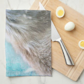 Niedlicher Furry Fox auf Blue Grunge Hintergrund Geschirrtuch (Viertel Falte)