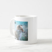Niedlicher Furry Fox auf Blue Grunge Hintergrund Kaffeetasse (Vorderseite Links)