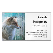 Niedlicher Furry Fox auf Blue Grunge Hintergrund Magnetische Visitenkarte (Vorderseite)