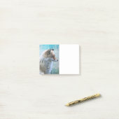 Niedlicher Furry Fox auf Blue Grunge Hintergrund Post-it Klebezettel (Auf Schreibtisch)