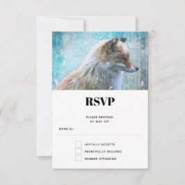 Niedlicher Furry Fox auf Blue Grunge Hintergrund RSVP Karte