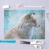 Niedlicher Furry Fox auf Blue Grunge Hintergrund Seidenpapier (Handwerk)