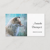 Niedlicher Furry Fox auf Blue Grunge Hintergrund Visitenkarte (Vorderseite)