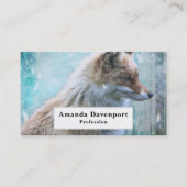 Niedlicher Furry Fox auf Blue Grunge Hintergrund Visitenkarte (Vorderseite)