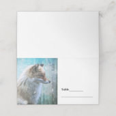 Niedlicher Furry Fox auf Blue Grunge Hintergrundti Platzkarte (Außenseite Aufgefaltet)