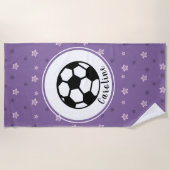 Niedlicher Fußball-Ball Lila Mädchenname Strandtuch (Vorderseite)