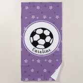 Niedlicher Fußball-Ball Lila Mädchenname Strandtuch (Vorderseite)