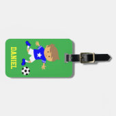 Niedlicher Fußball-Stern-Junge, Fußball-Thema Gepäckanhänger (Vorderseite horizontal)