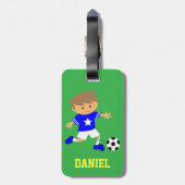 Niedlicher Fußball-Stern-Junge, Fußball-Thema Gepäckanhänger (Rückseite vertikal)