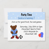 Niedlicher Fußballbär Einladung (Vorderseite)