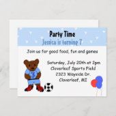 Niedlicher Fußballbär Einladung (Vorne/Hinten)