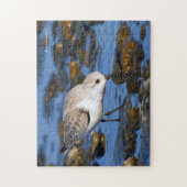 Niedlicher Futterfresser Sandpiper am Winter Beach Puzzle (Vertikal)