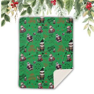 Niedlicher Gangster Weihnachten auf Grün   Sherpadecke