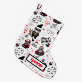 Niedlicher Gangster Weihnachten auf Weiß | Großer Weihnachtsstrumpf (Vorderansicht (hängend))