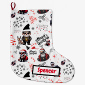 Niedlicher Gangster Weihnachten auf Weiß | Großer Weihnachtsstrumpf (Vorderseite)